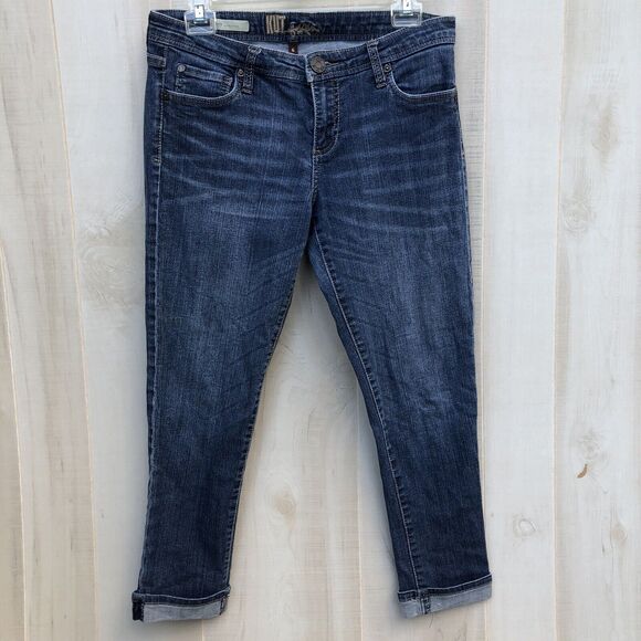 Kut from the Kloth Women's Jeans Blue 6 Denim Katy Boyfriend Slim Cropped Pants - Picture 1 of 9